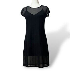 Black Mini Slip Dress Layered Mesh 90s Y2K Juniors Medium